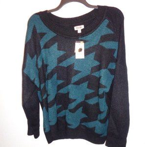 NEW EVRI Sweater Size 3X Black & Teal Crewneck Women's Plus